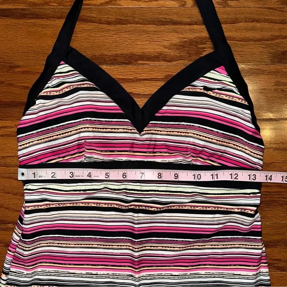 Nike Swim Striped V-Neck Tankini Swim Top Size 8